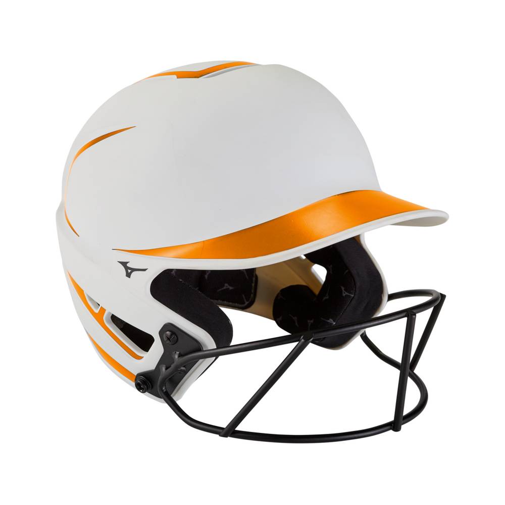 Casco Mizuno F6 Fastpitch Softball Batting Donna - Bianche/Arancioni - 35069-ULWA